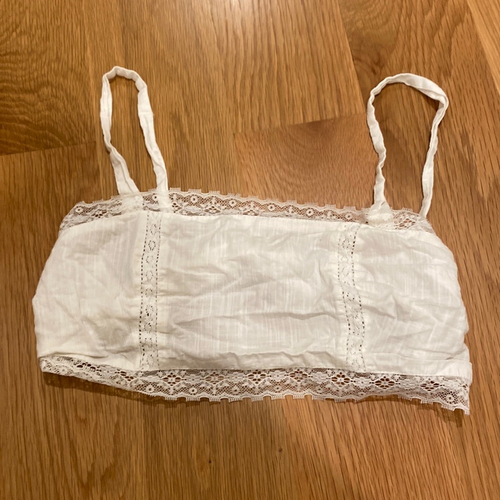 White lace tie back tank